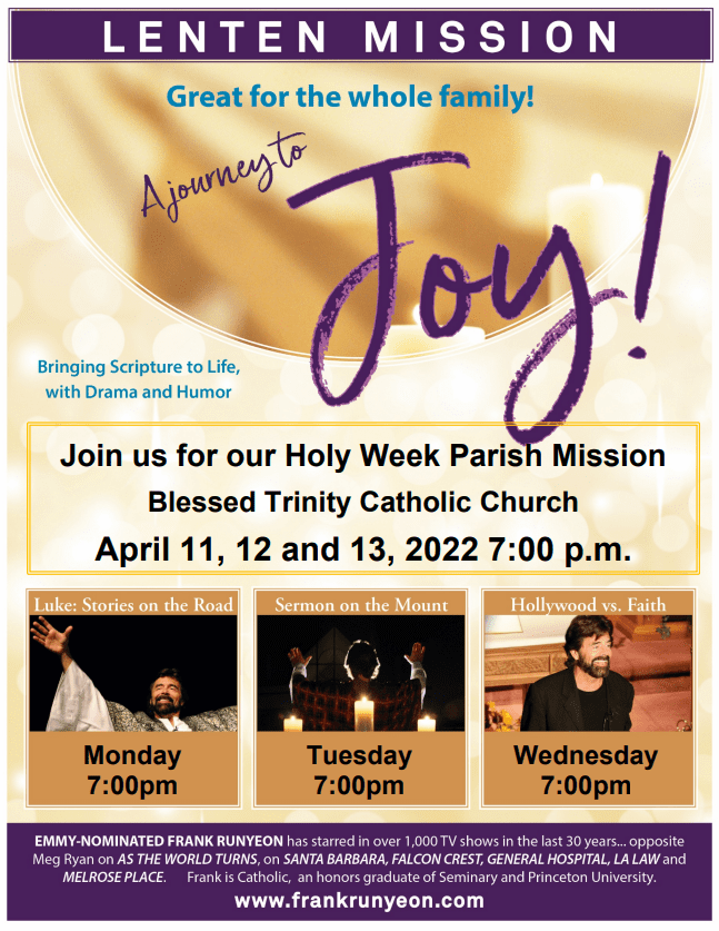 Save the dates for our Parish Mission – Holy Week, April 11th-13th, 2022